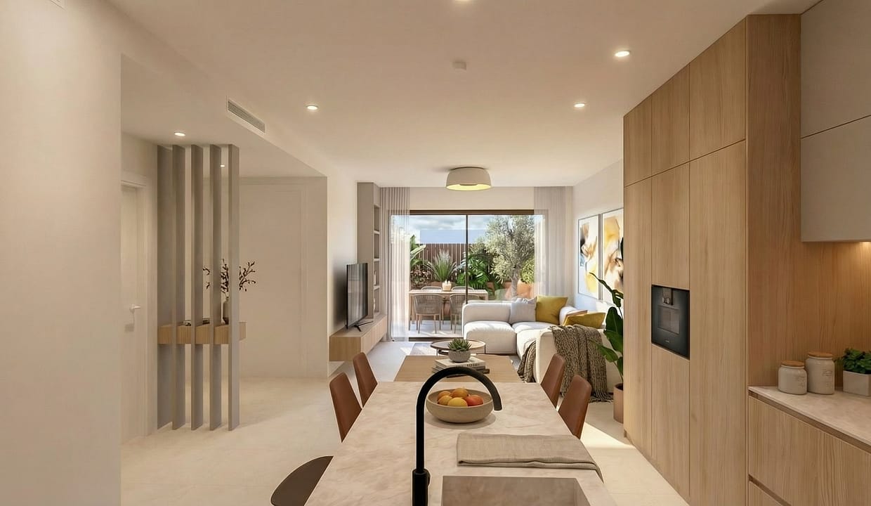 Cocina, salon y entrada