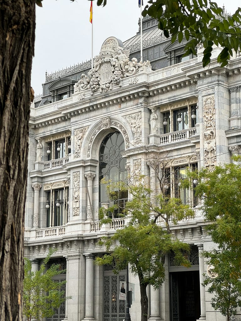 Bank of Spain headquarters in Madrid, publisher of official Euribor benchmark data.