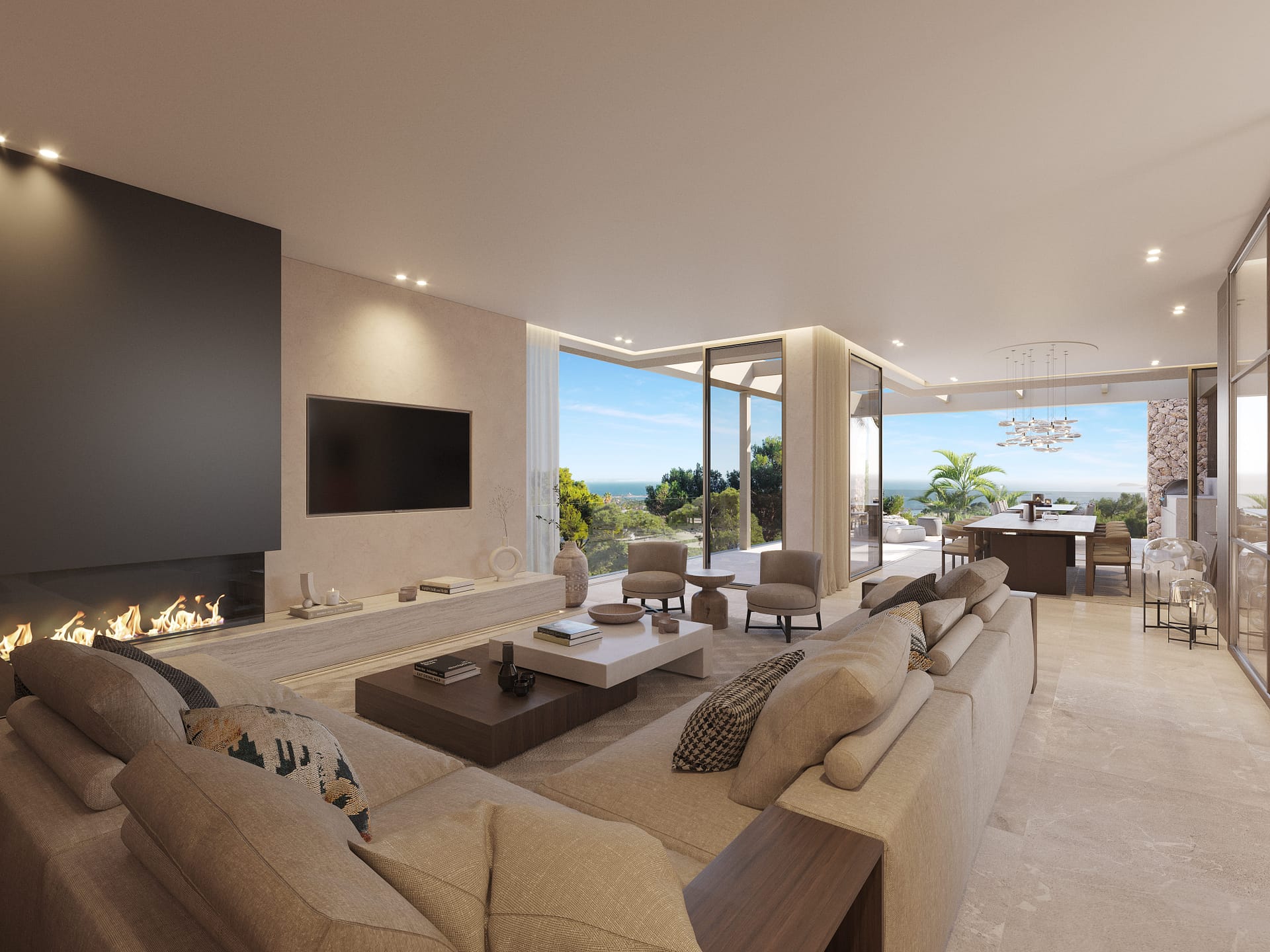 Sophisticated Coastal Architectural Villa - Casa Azul - Living Room