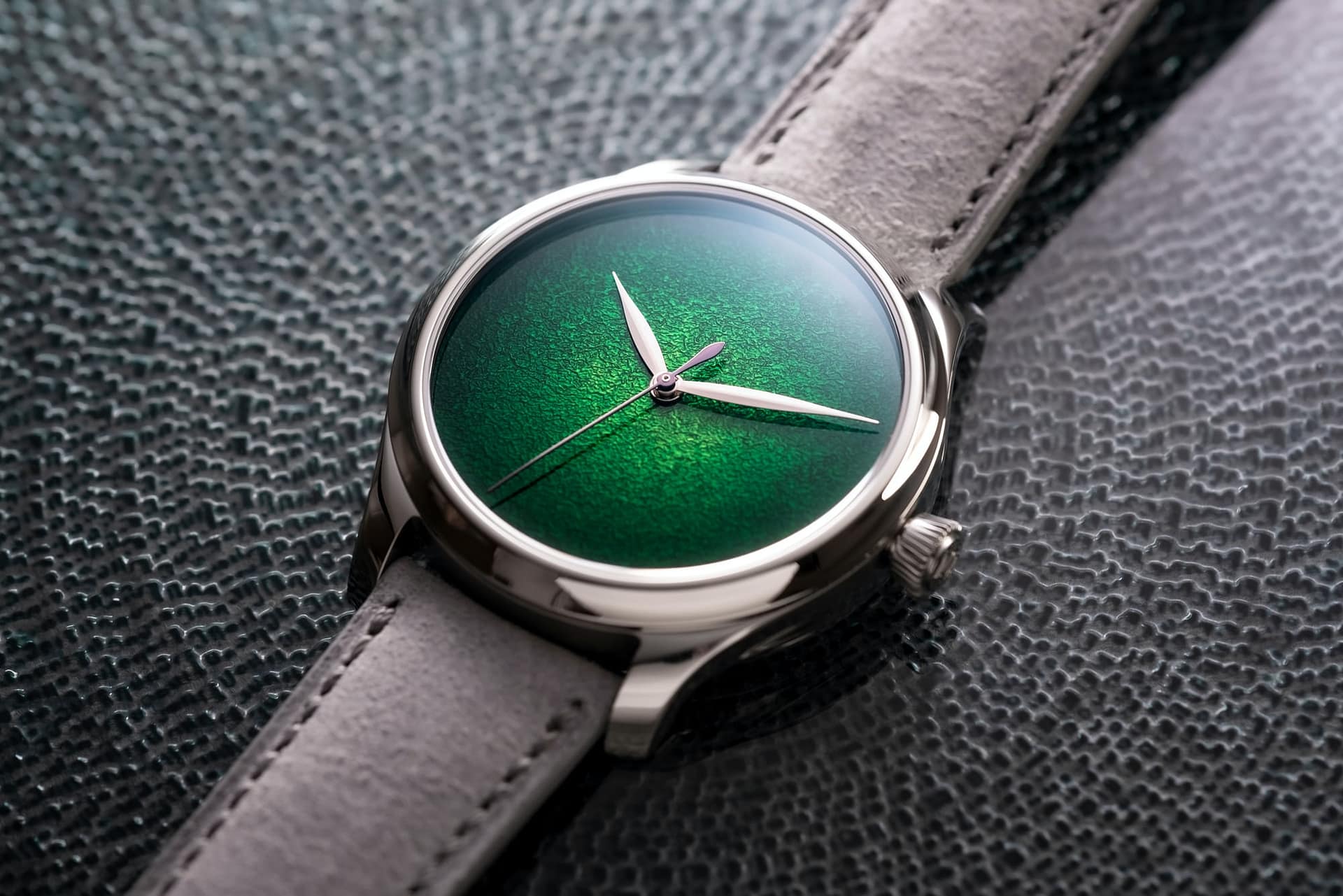 A lifestyle image of the H. Moser Centre Seconds Concept Lime Green