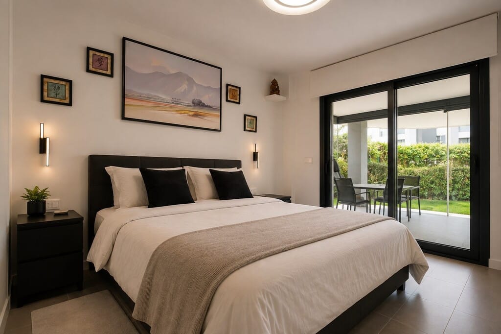 Hoekappartement begane grond — 3 slpk, tuin & zwembadzicht, Estepona in Estepona - foto 3