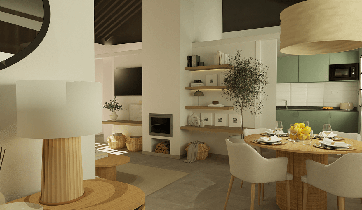 3D Salón y cocina desde entrada 5